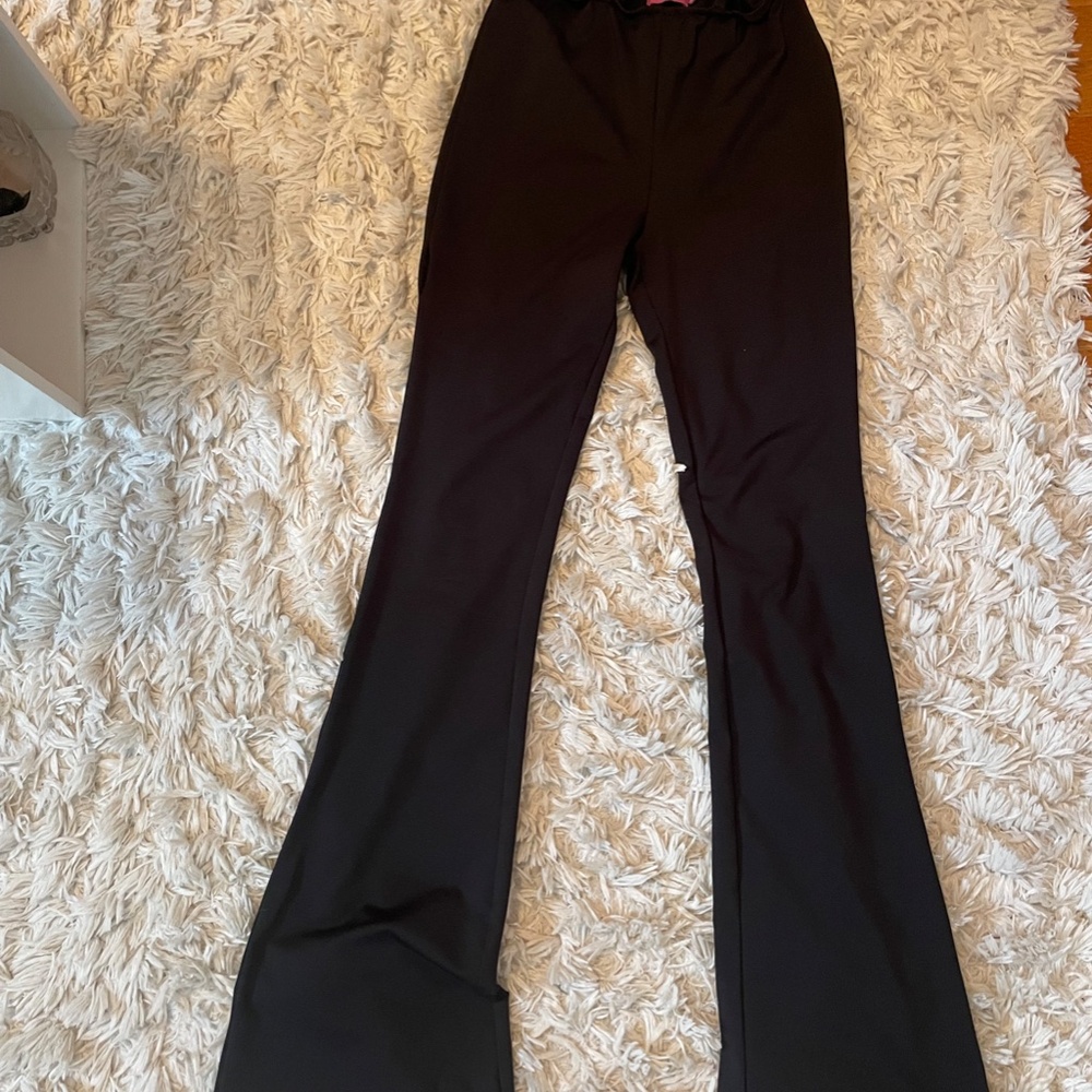 EDIKTED Black Flare Pants with Straps - Picture 6 of 7